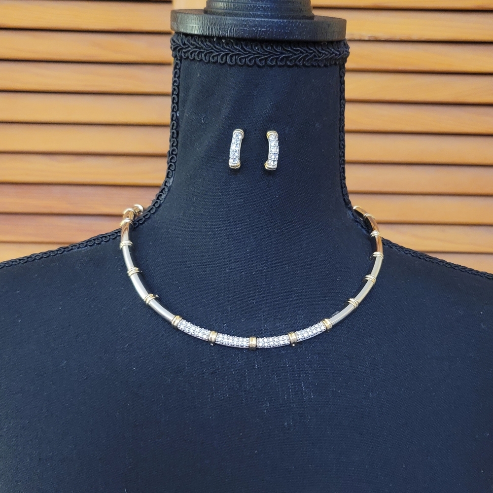 NWT Avenue Bamboo Bar Necklace with Earrings Set - Picture 1 of 9